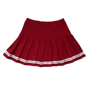 Cheerleader Mini Skirt Womens L 12 14 Red White Knife Pleat School Girl Cheer
